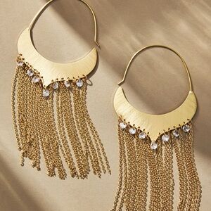 Anthropologie Gold Chain Fringe Earrings